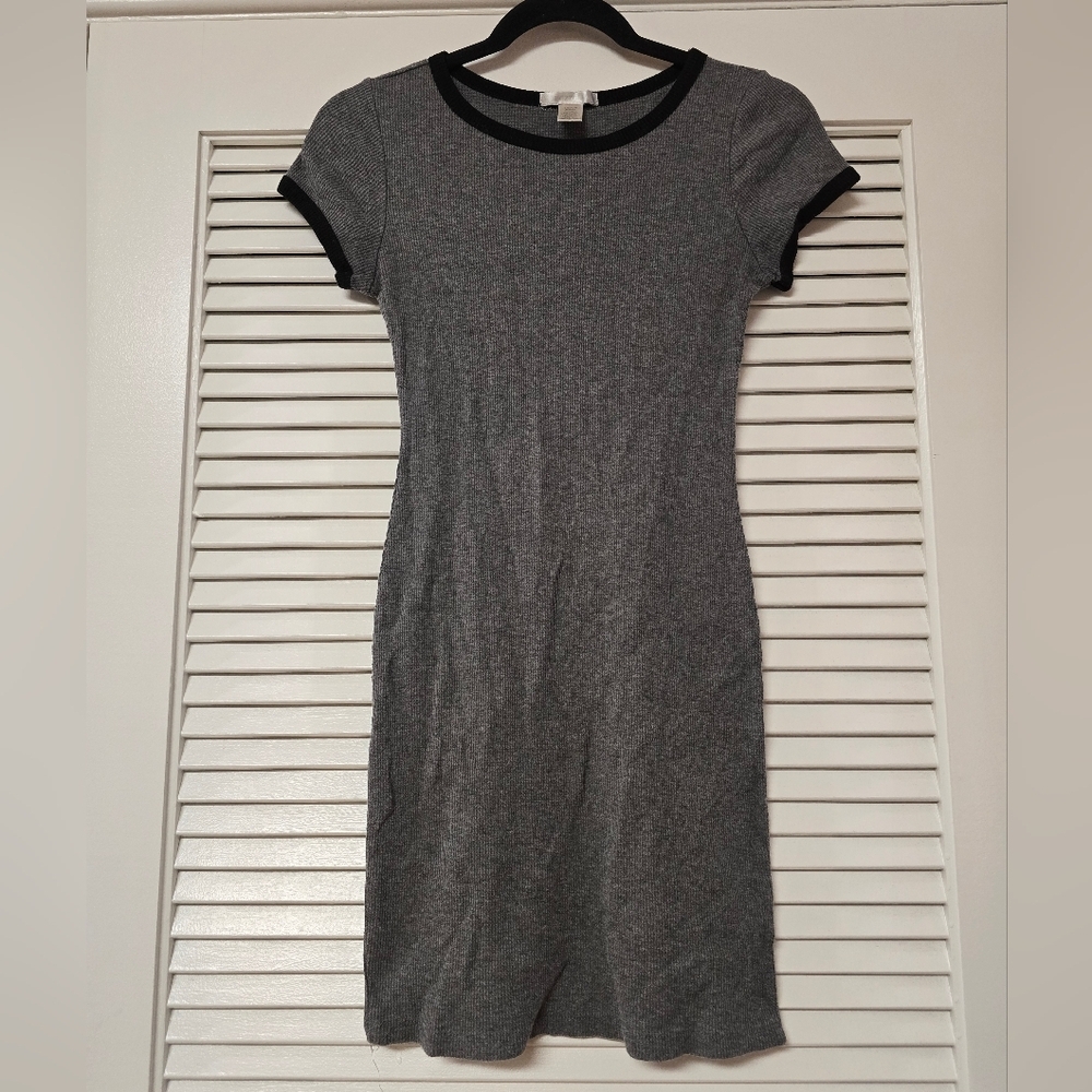 Bozzolo - Grey & Black Short-Sleeve Ribbed Dress